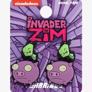 Nickelodeon Invader Zim Green and Pink Earrings